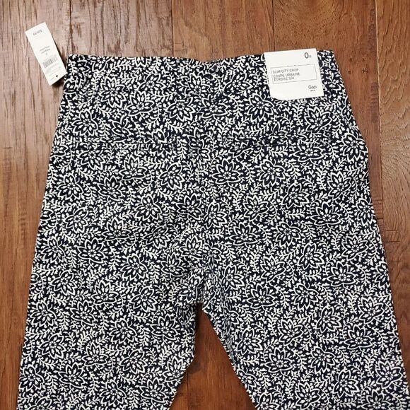 Gap slim city crop pant navy white floral 0 NEW - Picture 5 of 7